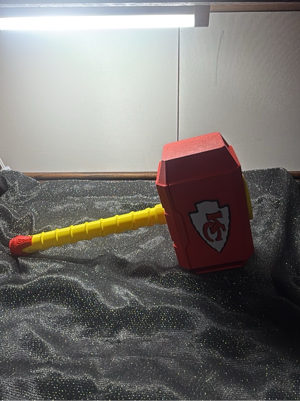 Kansas City Chiefs 3D Printed Thor Style Hammer w/ Wall Mount Fan Display
